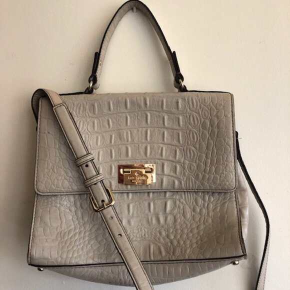 KATE SPADE Doris Orchard Valley Grey Leather Satchel/Shoulder Bag